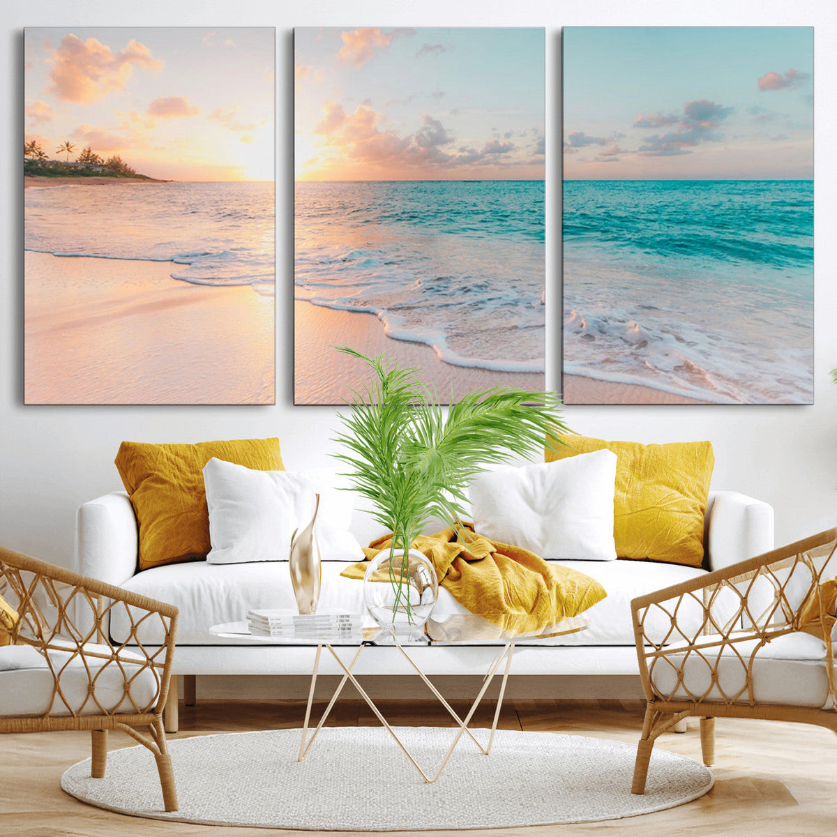 Beach Wall Art, Stunning Ocean Sunset Canvas Print with Coastal Design for Relaxing Home Decor