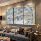 Radiant Abstract Wood Rings Canvas Art, Modern Triptych Wall Decor for Living Room or Office