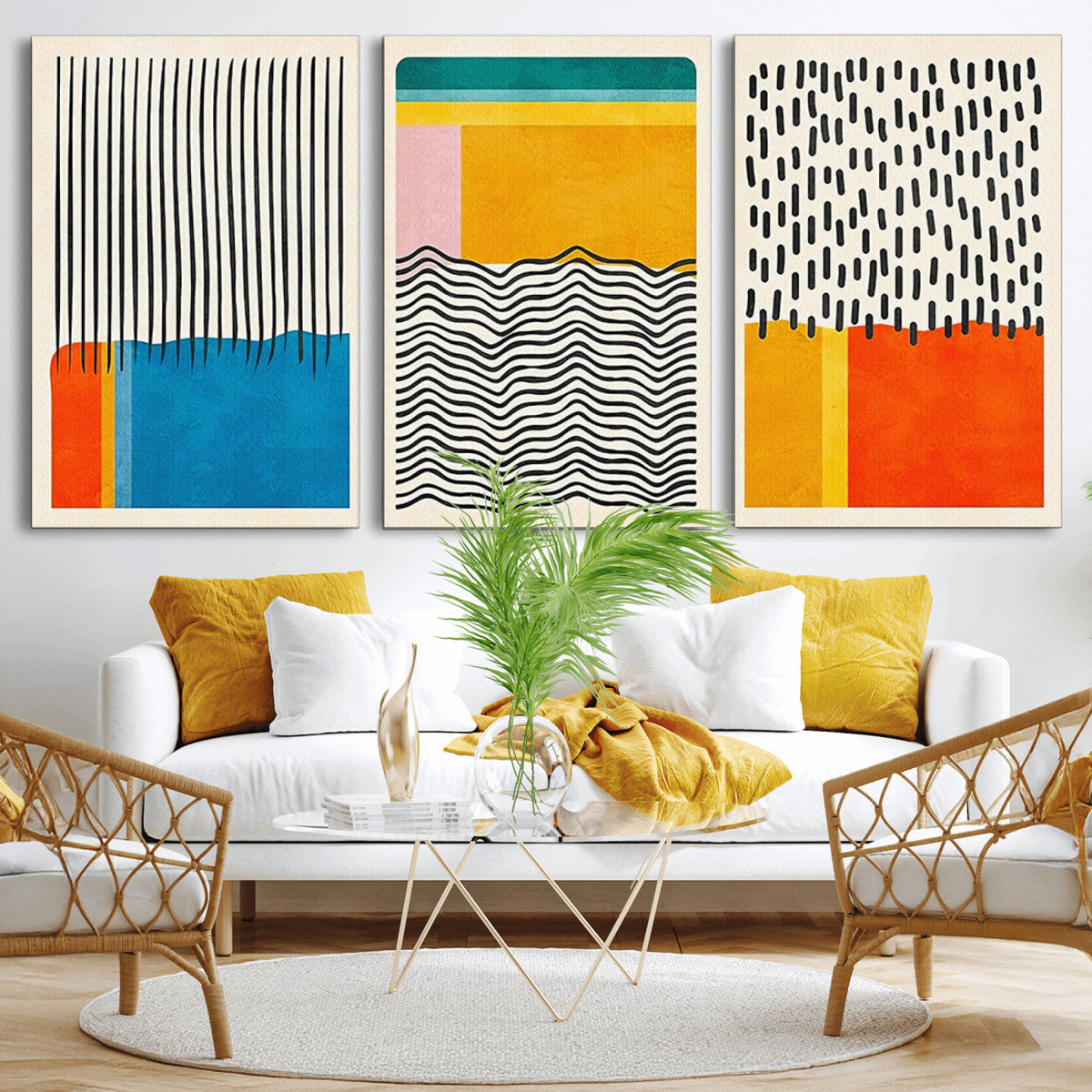 Canvas Print Wall Art Abstract Illustration Art Boho, Framed Abstract Boho Art