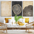 Tree Rings Canvas Wall Art Print, Minimalist Natural History in Modern Decor