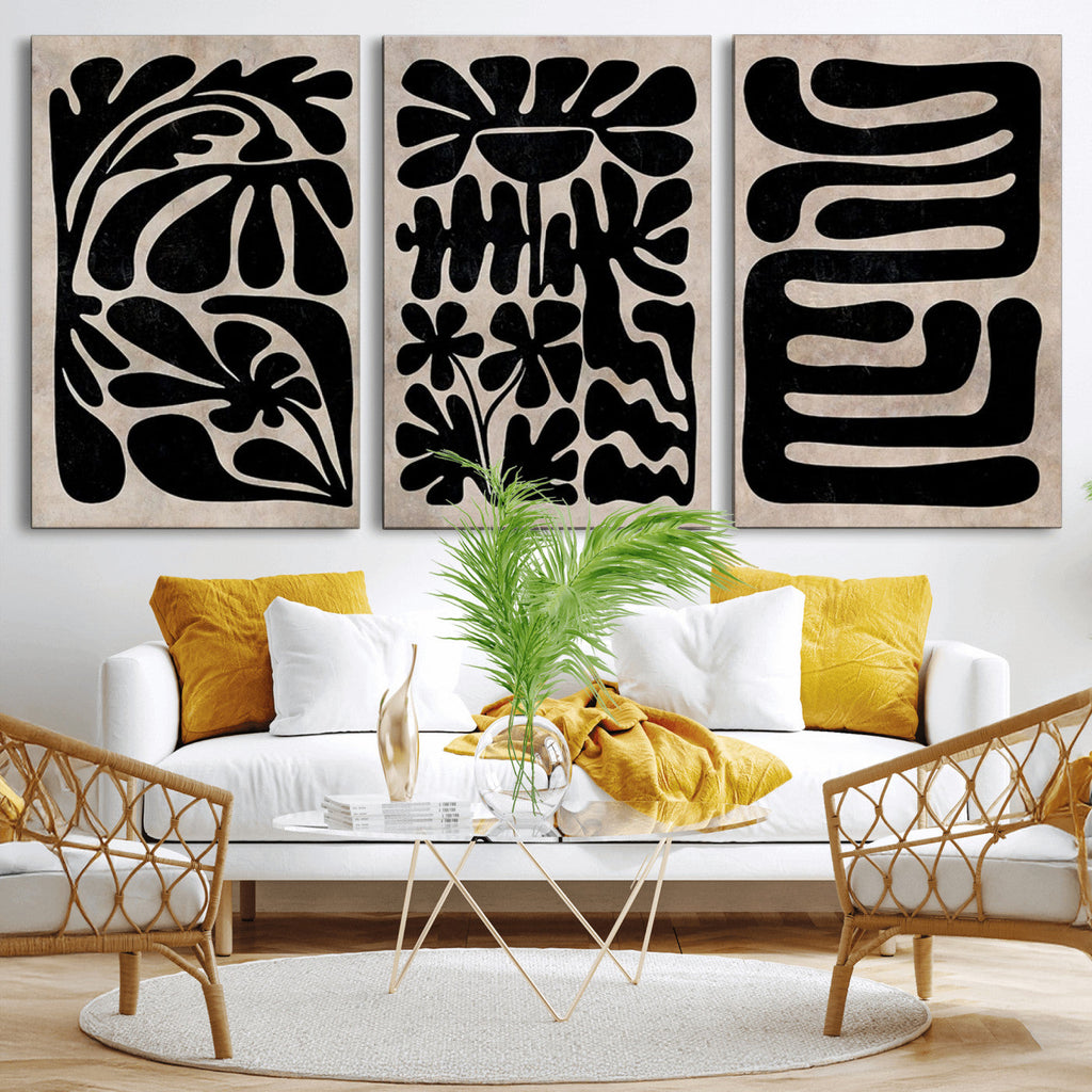 Canvas Print Wall Art Abstract Art Boho, Framed Boho Art