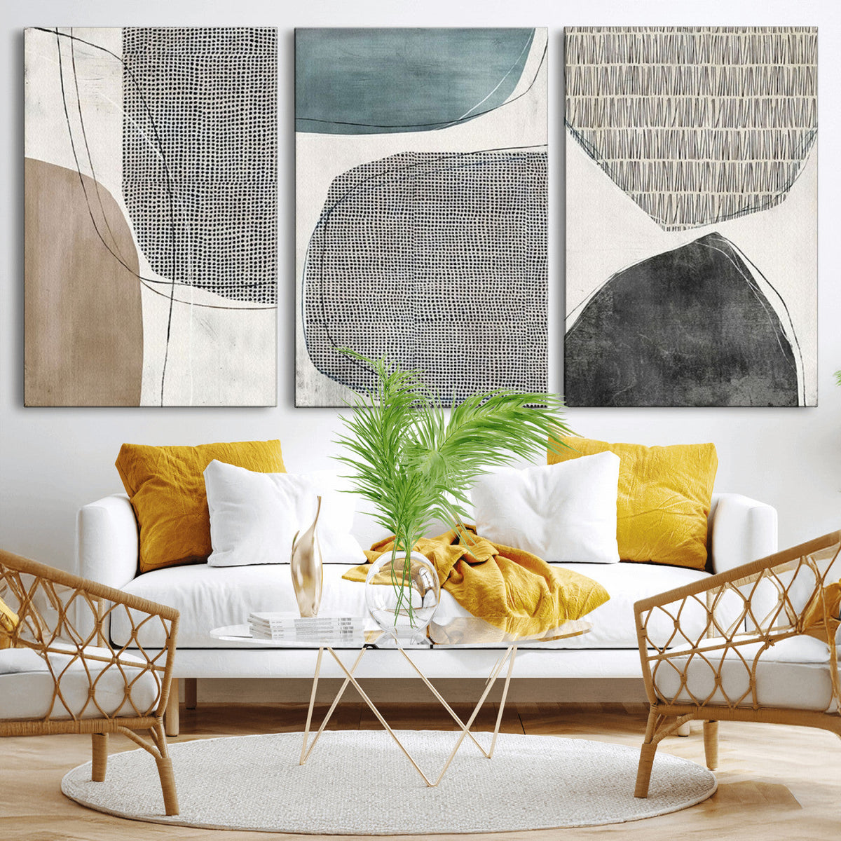 Canvas Print Wall Art Abstract Art Boho, Framed Boho Decor