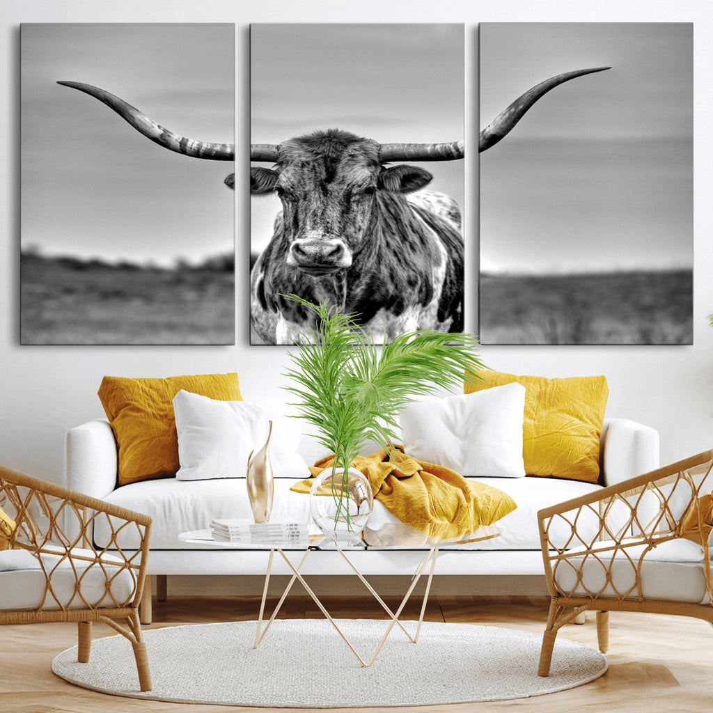 Texas Longhorn Cow Wall Art, Texas Longhorn Canvas, Cattle