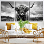 Scottish Cow Wall Art Canvas Print, Longhorn Wall Art