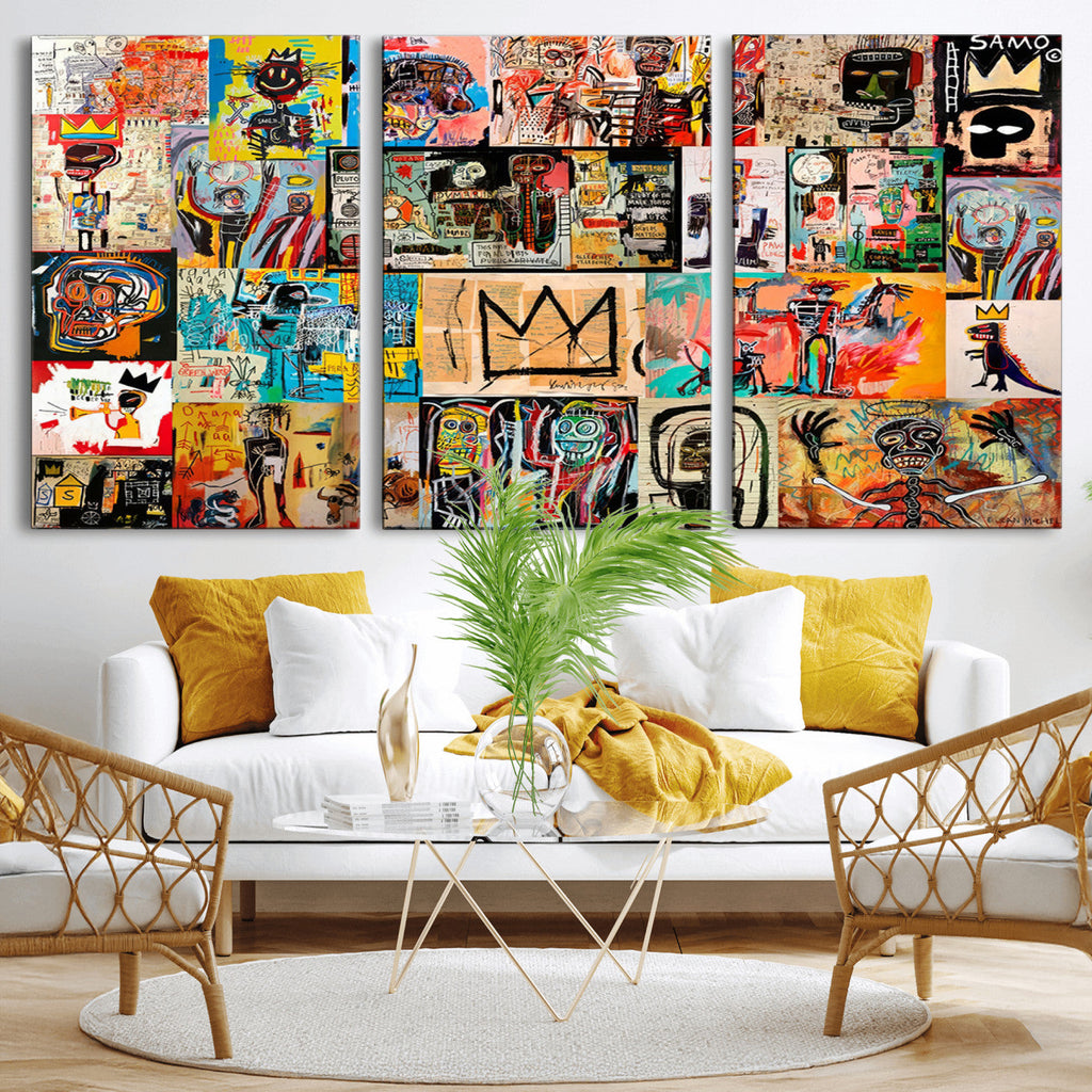 Abstract Art Collage Wall Art Canvas Print, Urban Graffiti Style