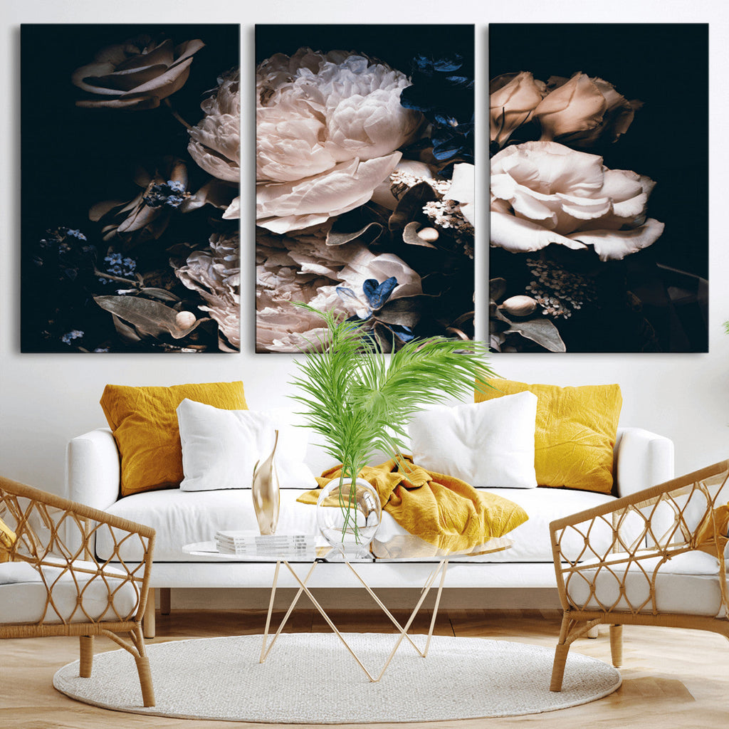 Pink Peonies Flowers Large Canvas Art Print