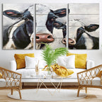 Vintage Baby and Mom Cattle Wall Art Canvas Print