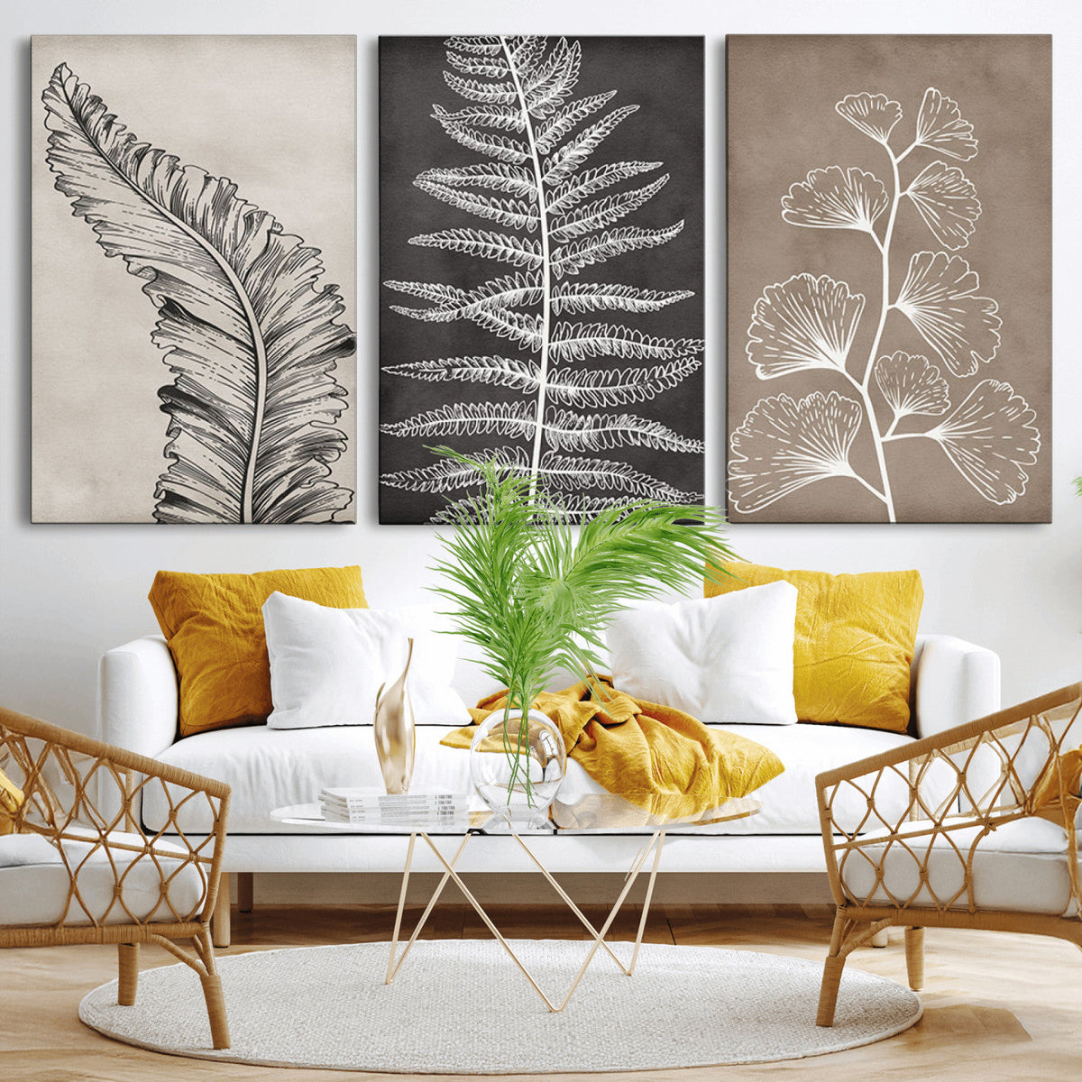 Minimalist Botanical Wall Art Canvas Print, Framed and Ready to Hang
