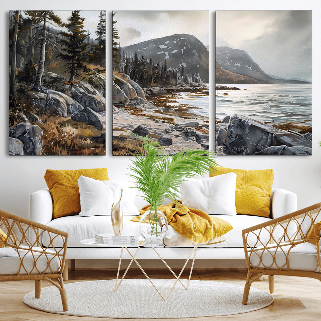 Serene Coastal View of Acadia National Park