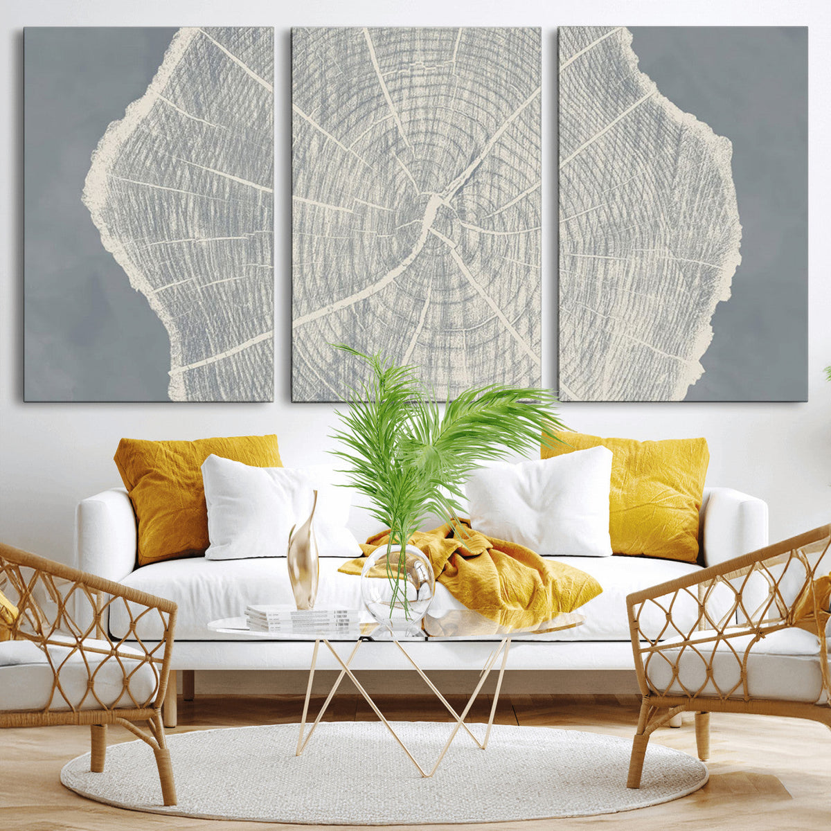 Abstract Tree Ring Wall Art Canvas Print, Framed and Ready to Hang