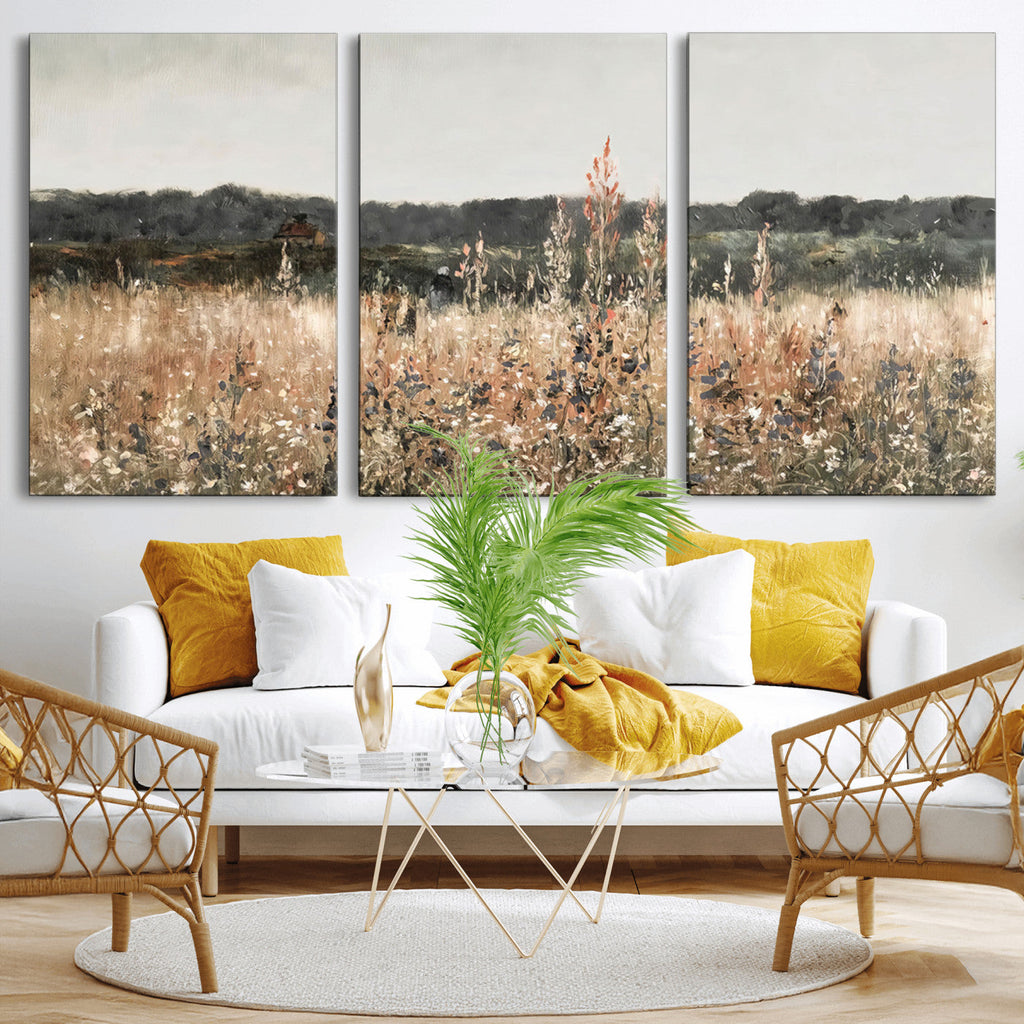 Rustic Field Landscape Wall Art Print, Giclee Canvas Wall Art