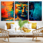 Colorful Buddha Wall Art | Framed Abstract Portrait Canvas