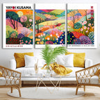 Framed Yayoi Kusama 1986 Wall Art Print | Japanese Wabi Sabi Vibrant Abstract Landscape Canvas