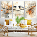 Beautiful Birds Wall Art | Framed Watercolor Branch Canvas