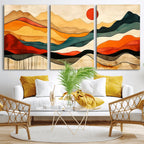 Abstract Mountain Wall Art | Framed Colorful Landscape Canvas