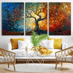 Yggdrasil Tree of Life Mosaic Stained Glass Wall Art Canvas Print
