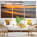 Sunset Wall Art Print - Stunning Beach Sunset Canvas Artwork