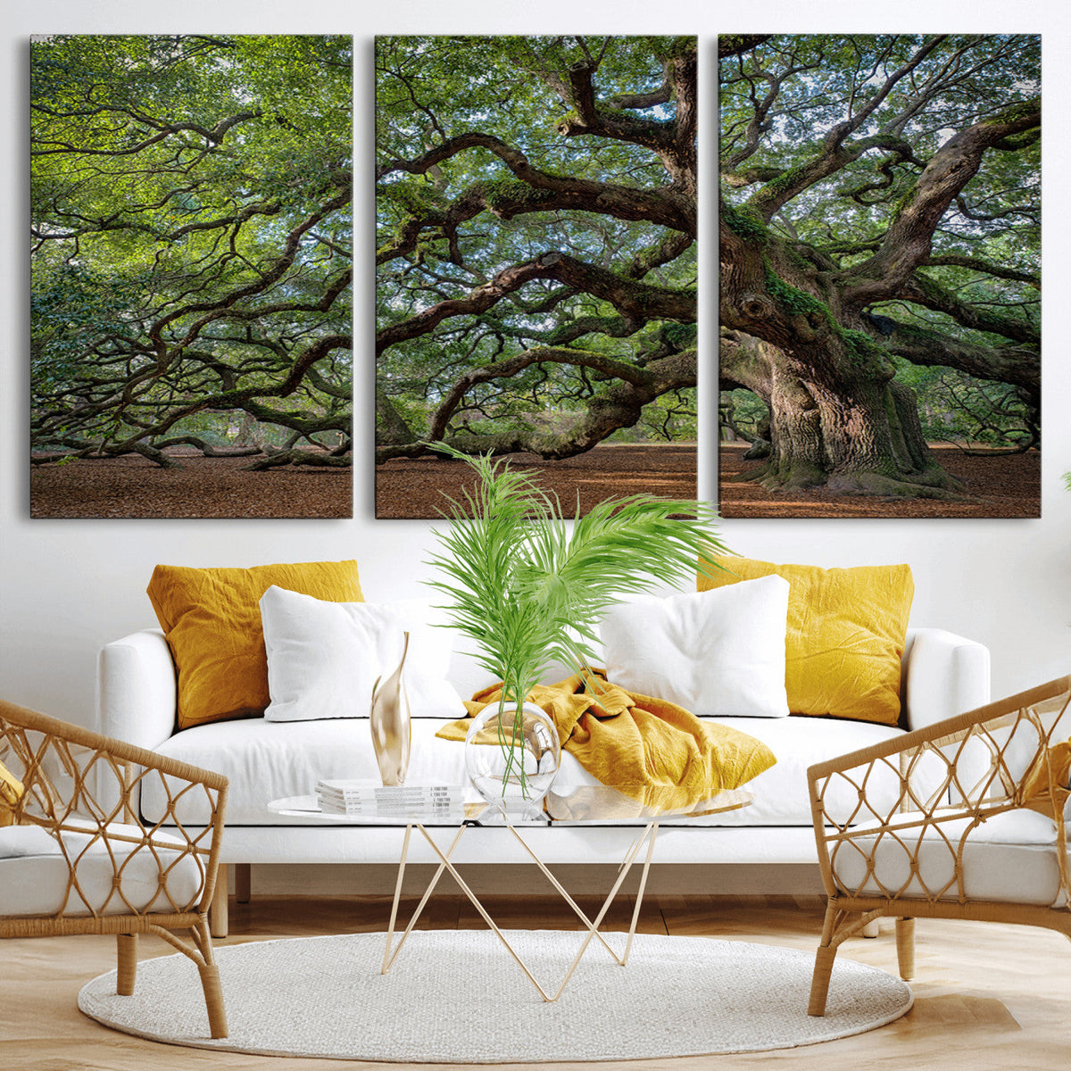 Historic Tree Wall Art | Framed Mossy Branch Canvas Artwork
