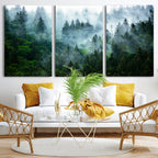 Misty Forest Wall Art Canvas Print | Framed Foggy Mountain Landscape