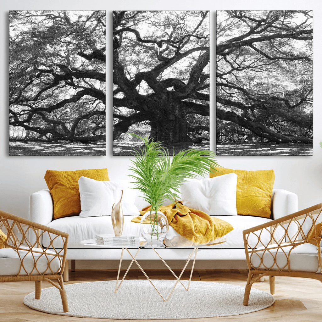 Ancient Oak Wall Art Canvas Print | Gnarled Tree with Twisted Branches