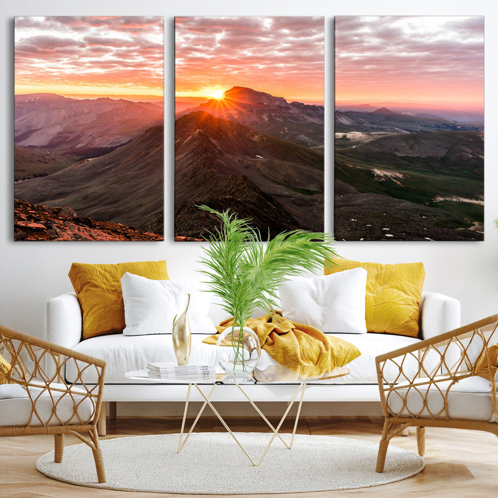 Mountain Sunrise Wall Art Canvas Print | Alpine Ridge Morning Light