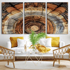 Tree Rings Wall Art Canvas Print, Rustic Wood Grain