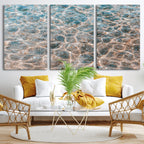 Clear Water Wall Art Canvas Print | Framed Sunlit Ocean Ripples