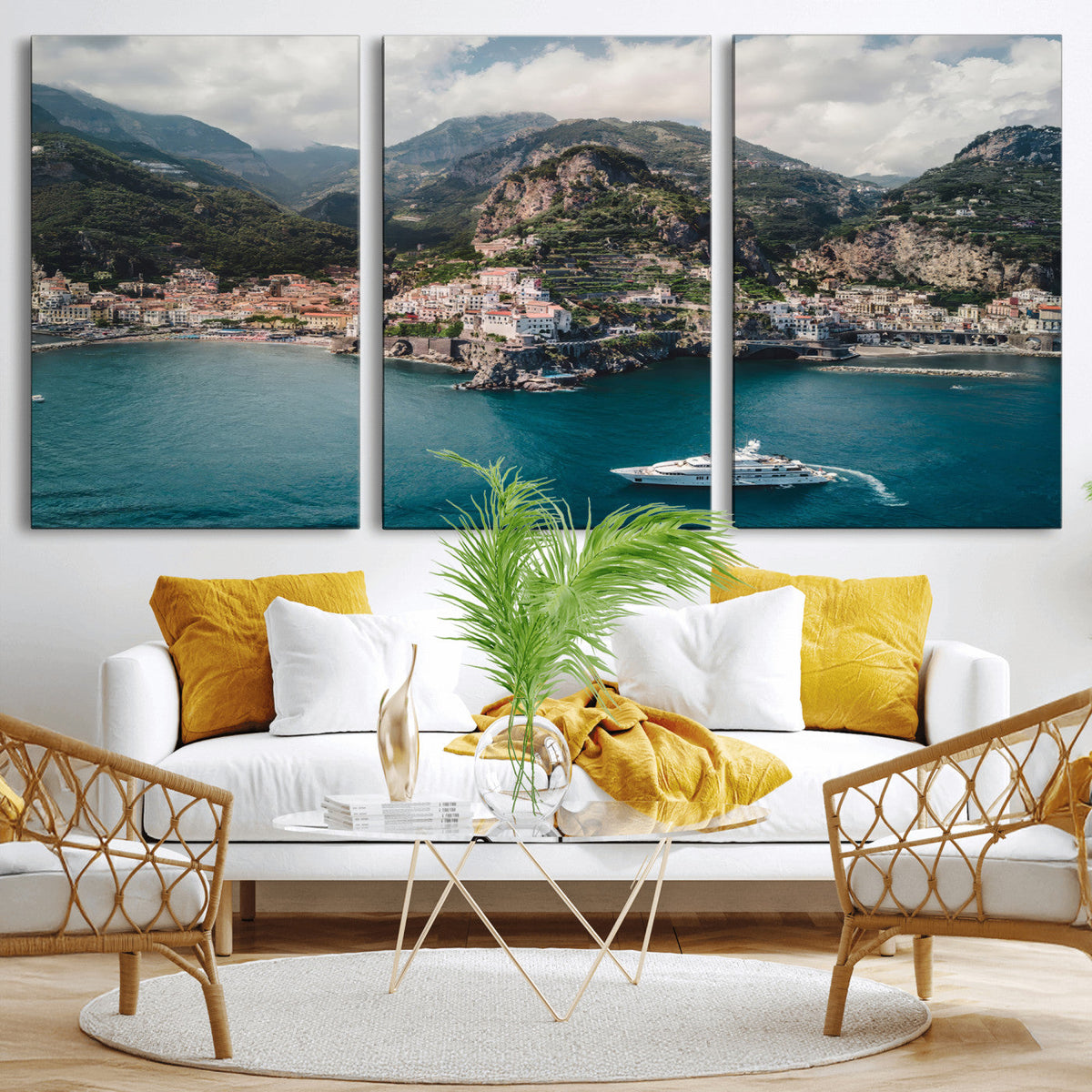 Amalfi Coast Wall Art | Framed Italian Seaside Canvas