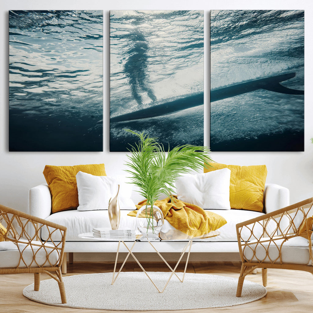 Underwater Surf Wall Art | Framed Ocean Wave Canvas Artwork