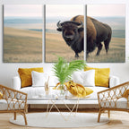 Bison Wall Art Canvas Print, Framed American Buffalo Rustic Western Artwork