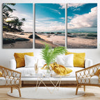 Tropical Beach Wall Art Canvas Print, Framed Ocean Waves Relaxing Seascape