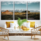 Rustic Farmhouse Wall Art Canvas Print, Teton Range Mormon Row Barn