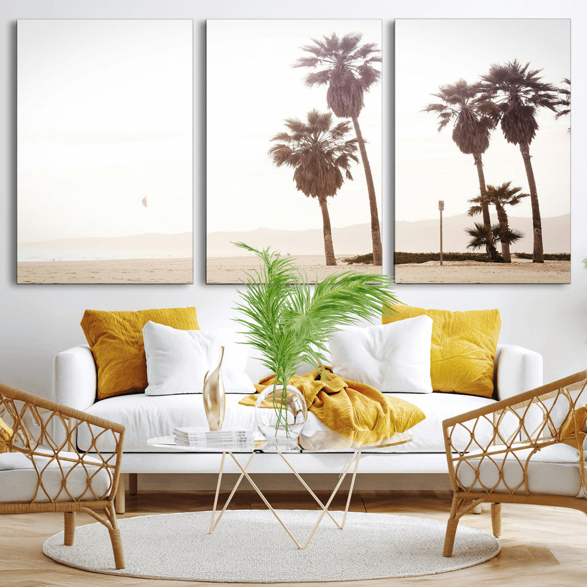 Coastal Light Wall Art Canvas Print, Framed Relaxing Shoreline Art, Minimalist Ocean Tropical Decor