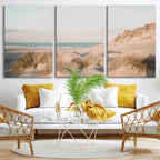 Beach Landscape Wall Art Canvas Print, Framed Sand Dune Photography, Minimalist Seascape Coastal Decor
