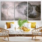 Abstract Grey Gold Wall Art | Modern Geometric Canvas