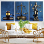 Legal Justice Wall Art Canvas Print | Gavel, Scales and Lady Justice
