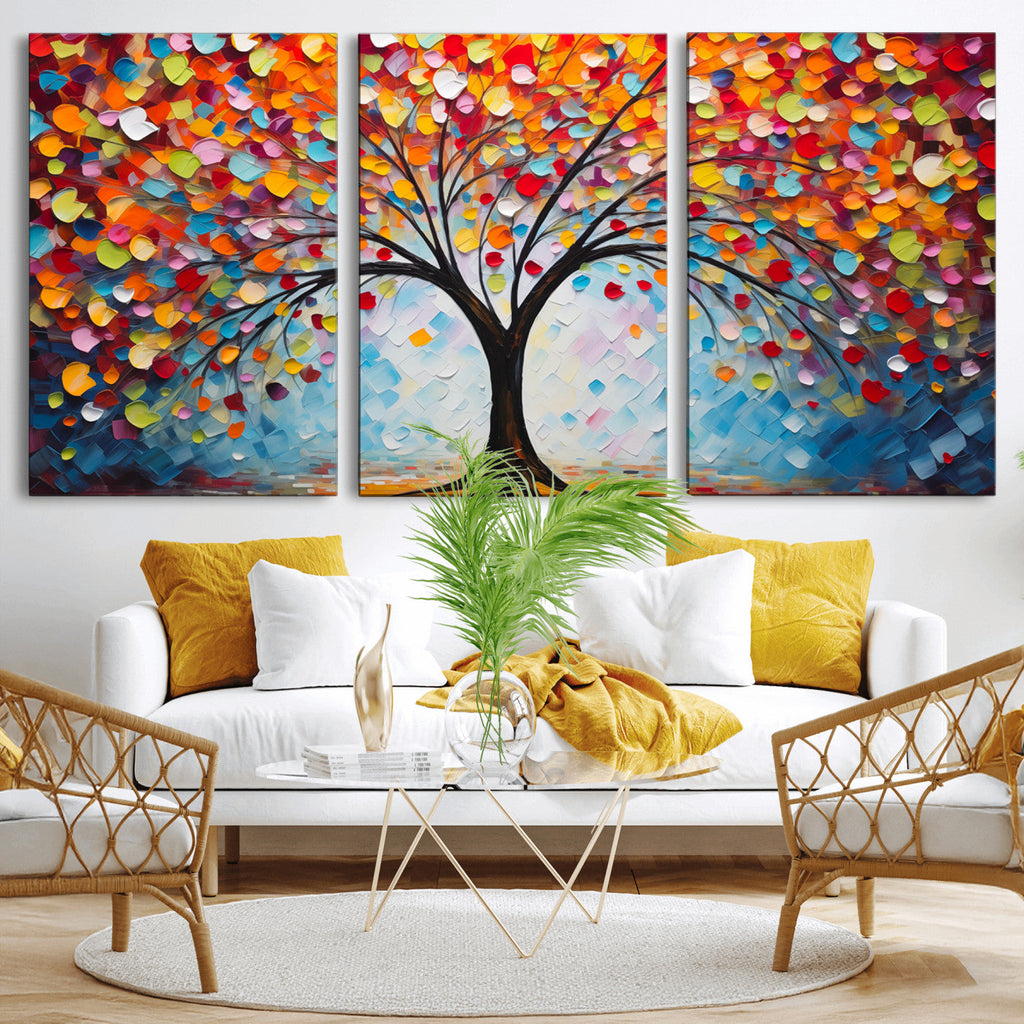 Vibrant Tree of Life Canvas Wall Art | Colorful Abstract Nature