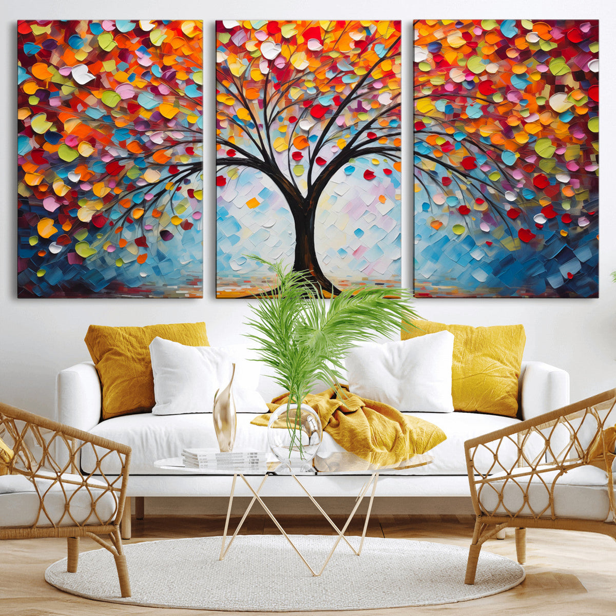 Vibrant Tree of Life Canvas Wall Art | Colorful Abstract Nature
