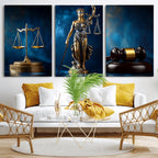Justice Scales Statue Wall Art, Lady Justice Canvas Print