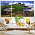 California Pebble Beach Golf Links Wall Art Canvas Print, Iconic Monterey Coastal Golf Course