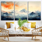 Warm Clouds Abstract Mountain Wall Art Canvas Print