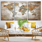 Vibrant Watercolor World Map Canvas Wall Art | Framed Travel Map