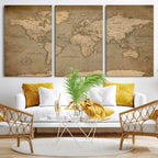 Dark World Map Canvas Print | Framed Travel Map Wall Art