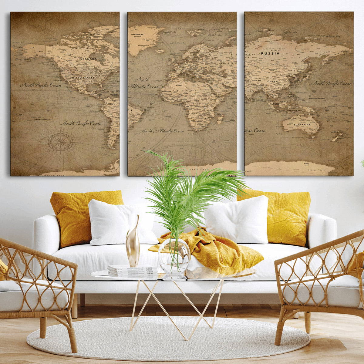 Dark World Map Canvas Print | Framed Travel Map Wall Art