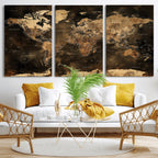 World Map Canvas Print, Modern Decorative Framed Map Artwork