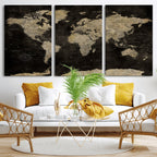 Push Pin World Map Canvas Wall Art Print, Interactive Travel Map