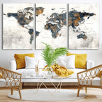World Map Wall Art Canvas Print for Office Wall Decor