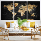 World Map Canvas Wall Art with Famous Landmarks | Framed Travel Map