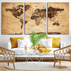Modern Red and Gray World Map Canvas Print | Framed Wall Art