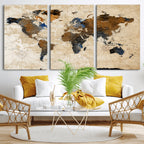 World Map Canvas Art Print | Framed Travel Map Wall Art
